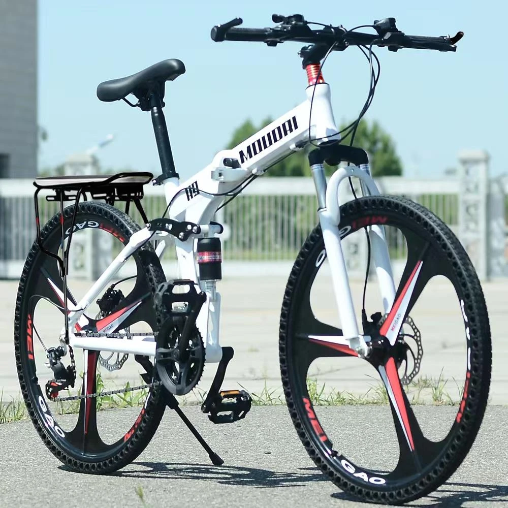 德国摩登利铝合金实心胎油碟刹免充气蜂窝胎折叠防盗山地自行车