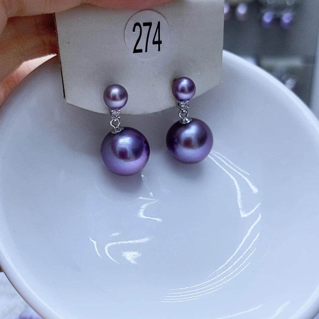 银S925镶嵌淡水珍珠耳饰