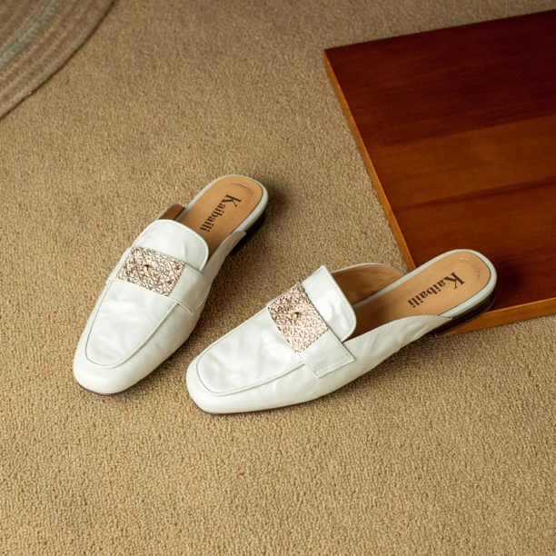 春夏低跟时尚百搭方跟日常法式休闲方头包头拖包头