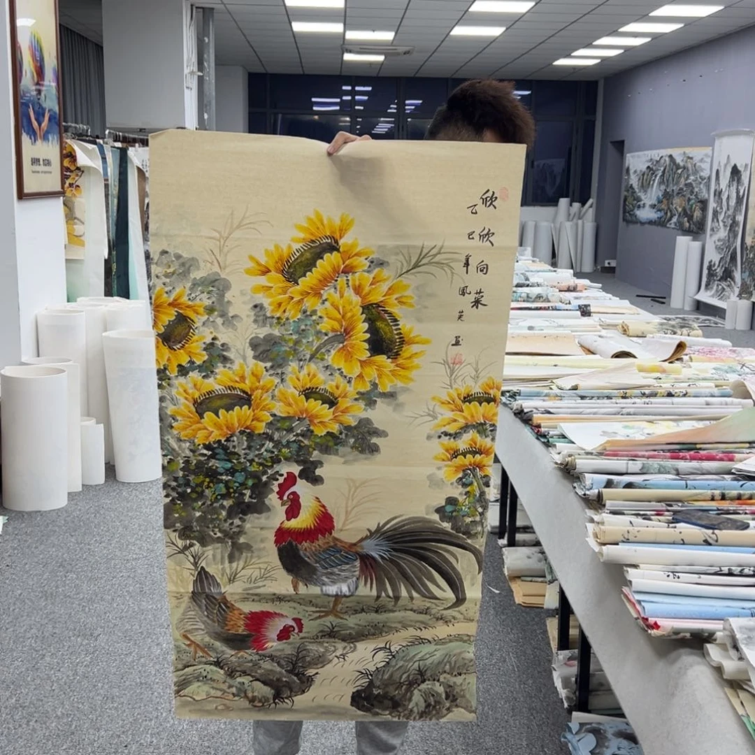 国画卖字画的小男孩