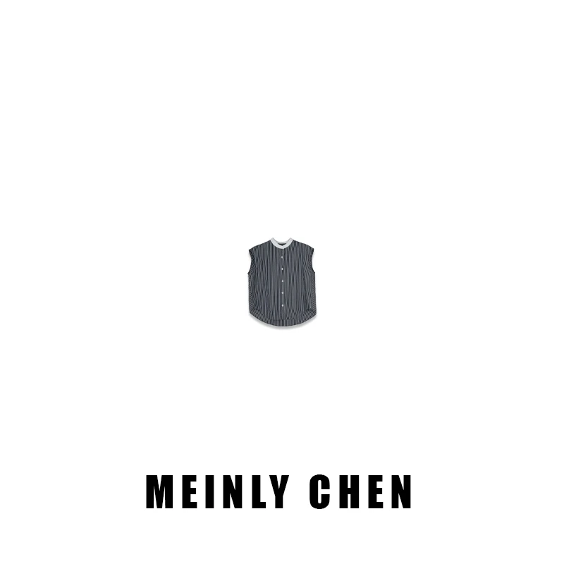 【MEINLY  CHEN】【无袖衬衫】高端设计师款时尚休闲百搭衬衫824217