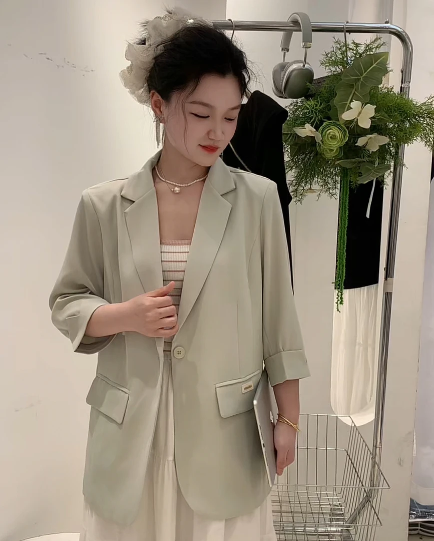 TU姐 大码韩系高级感宽松设计感小众中袖西服西装外套气质时尚