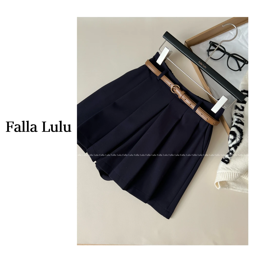 @英子家 高品质感！学院风高腰百褶显瘦裙裤 A5758