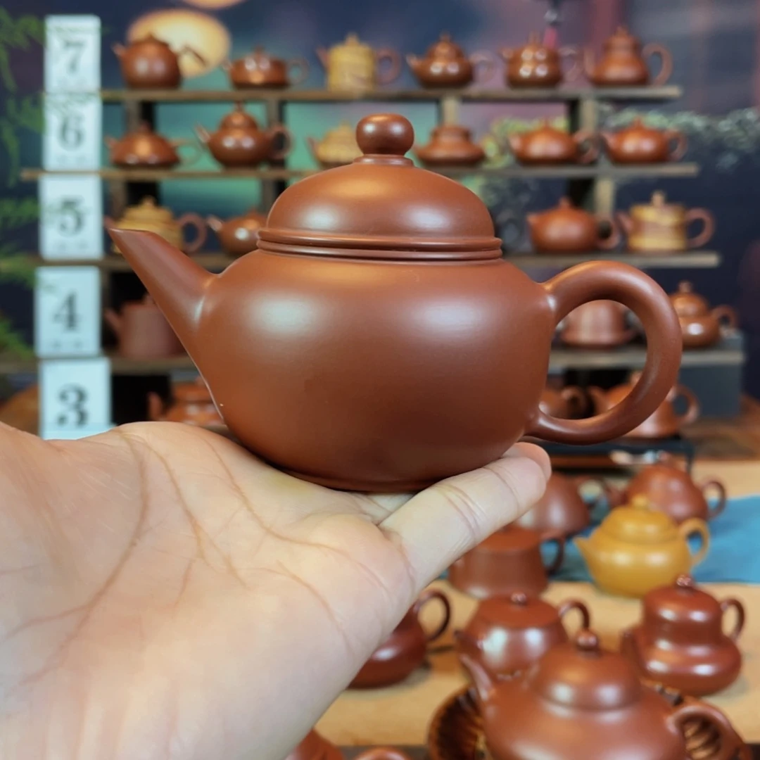 茶壶紫砂✧****潮州手工手拉朱泥水平壶