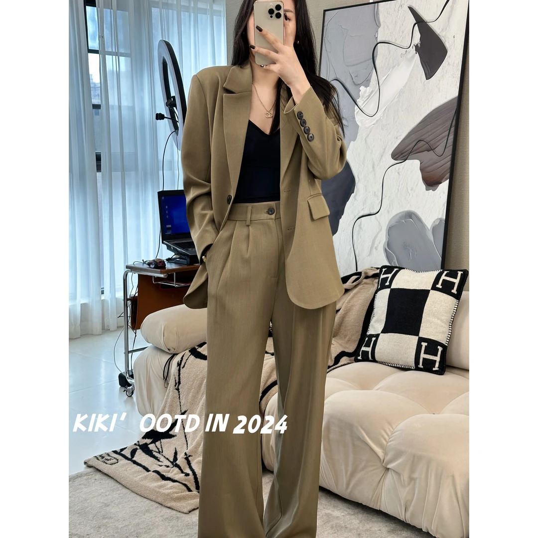 2025年秋季潮流宽松小西装外套女百搭设计师韩版直筒长裤西服裤子