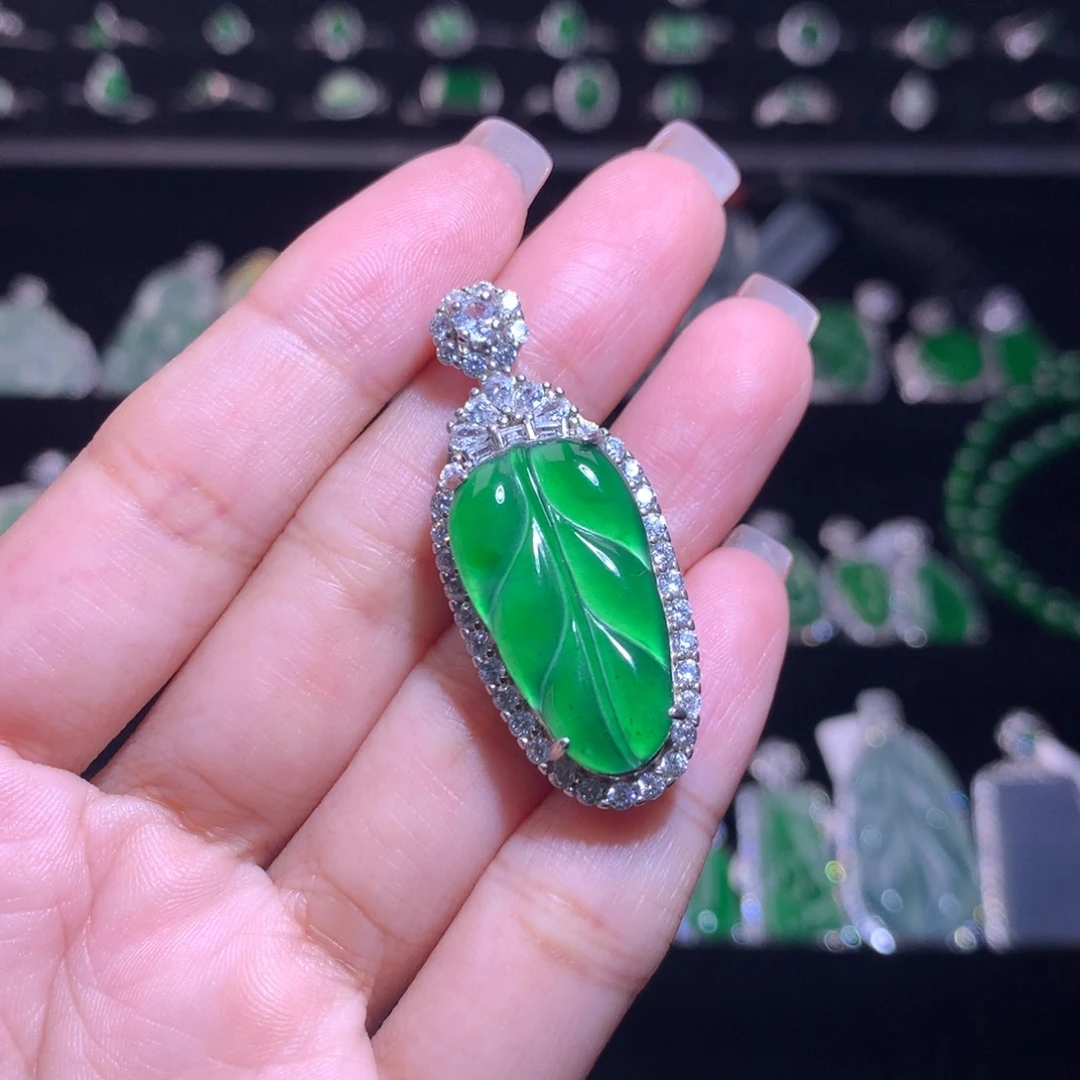 【闪购商品】翡翠银S925镶嵌颈饰天然翡翠