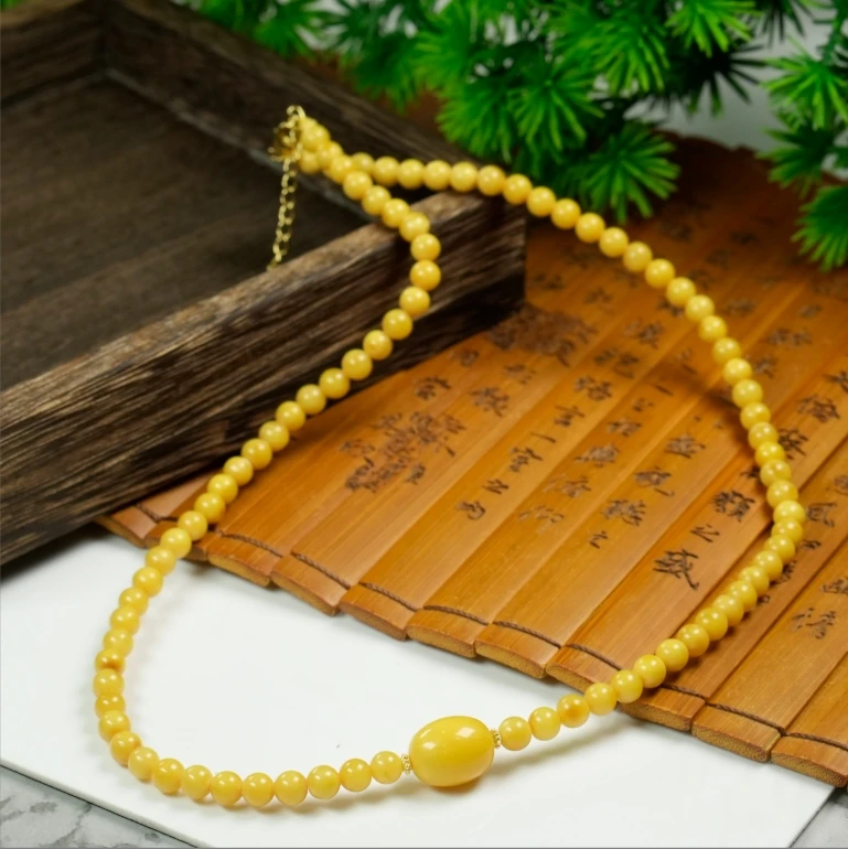 天然精品枣珠//蜜蜡项链/约12*9mm 链子4mm M82020