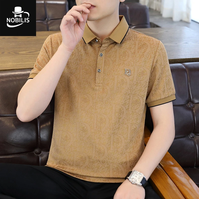 短袖T恤男士新款夏季翻领休闲polo衫时尚轻奢修身高端上衣服