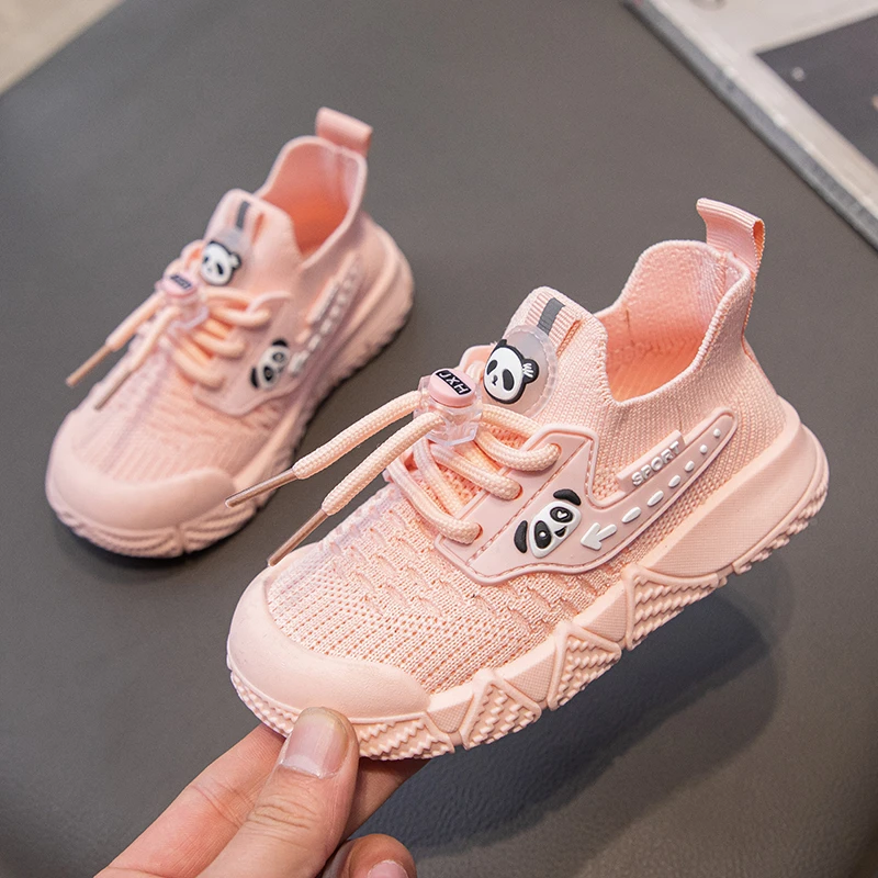 女童运动鞋透气网鞋童鞋2025春季休闲百搭潮流一脚蹬男儿童飞织鞋