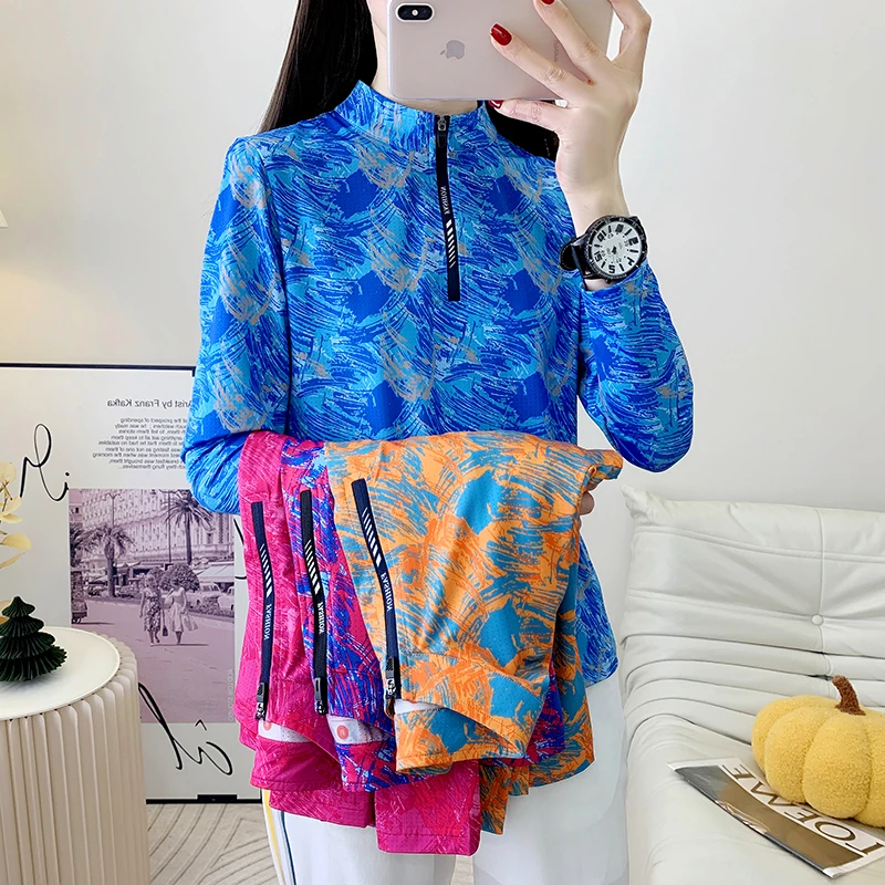 户外休闲运动服女春夏弹力上衣迷彩速干长袖吸湿薄款排汗速干衣
