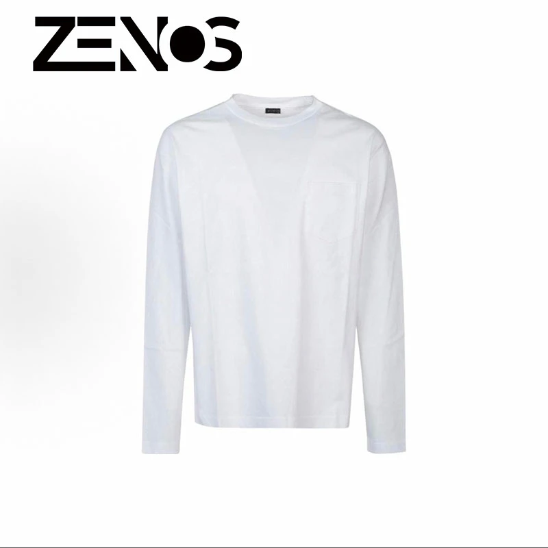 K春秋亲肤舒适口袋圆领长袖T恤（卡码拍小）