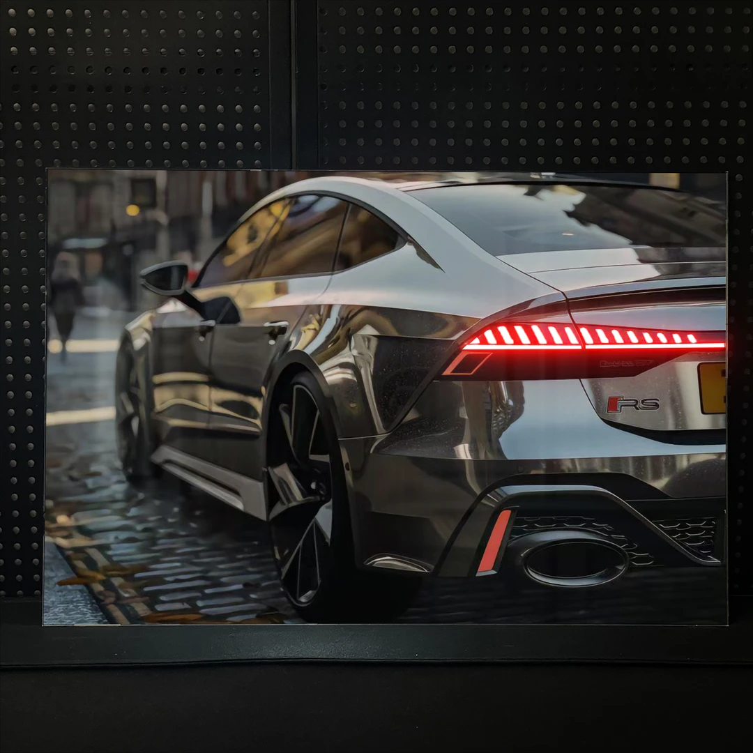 【奥迪RS7】汽车平面发光车灯尾灯卧室画遥控前灯亚克力高清装饰画