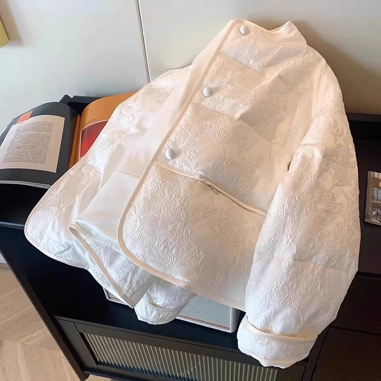 新中式棉服外套女冬季大码胖mm国风气质高级感保暖圆领棉衣宽松