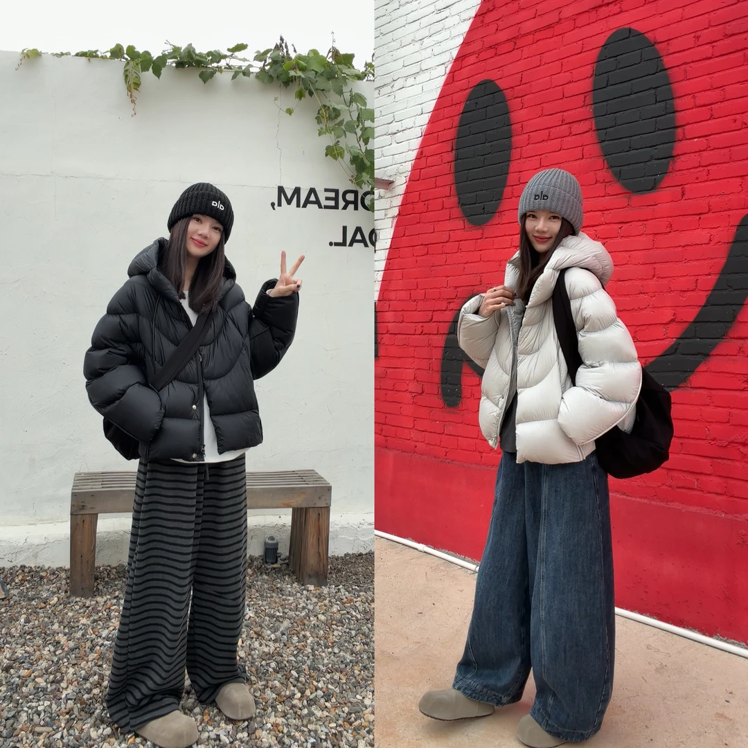 【SI MO】8025冬款韩系休闲洋气百搭磁吸扣连帽羽绒服