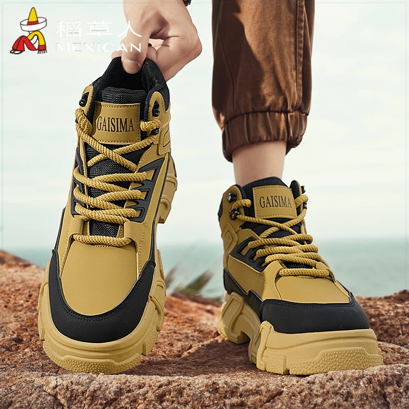 稻草人潮男鞋马丁靴英伦风耐磨防滑防水厚底2025爆款新款时尚休闲