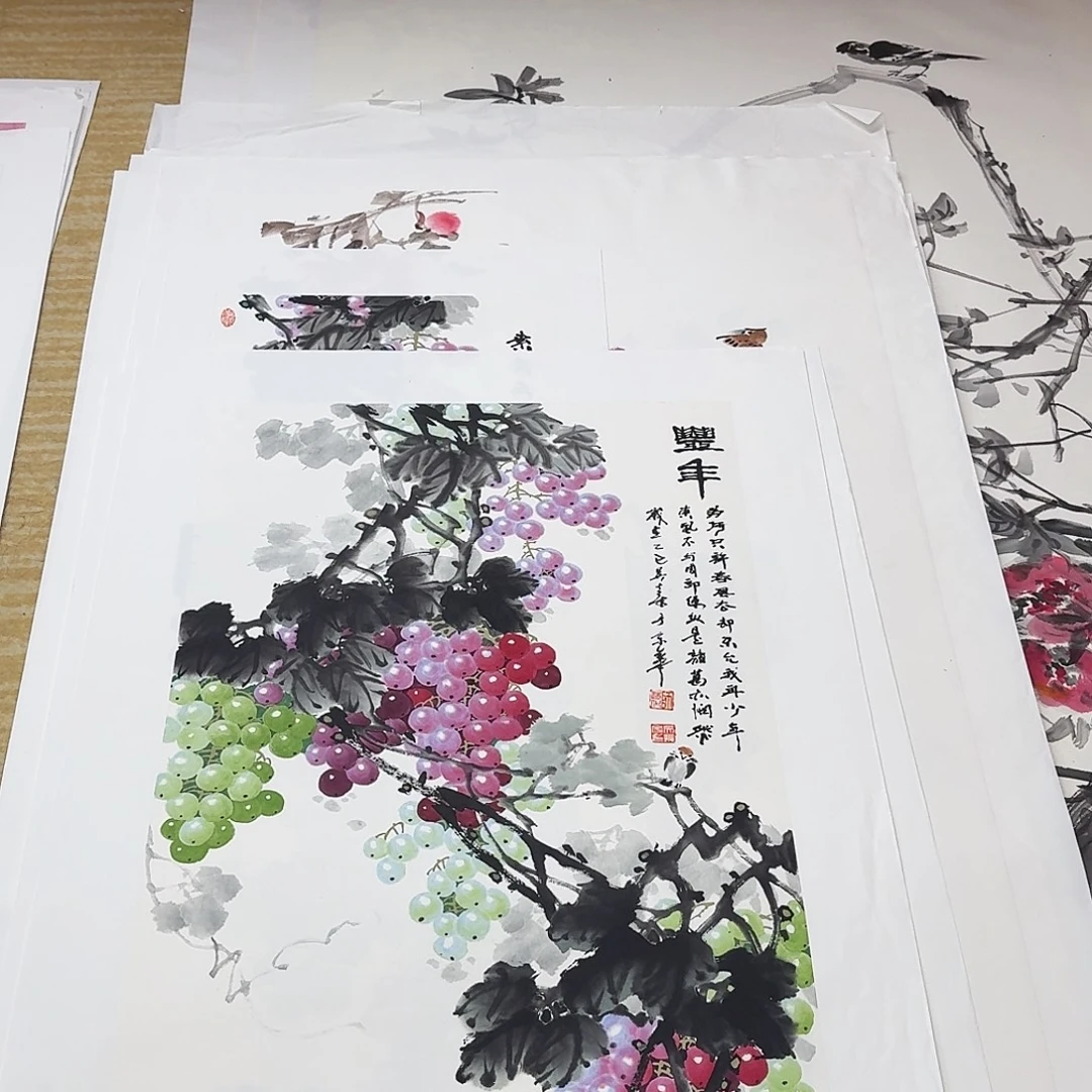 国画三尺整纸手绘作品