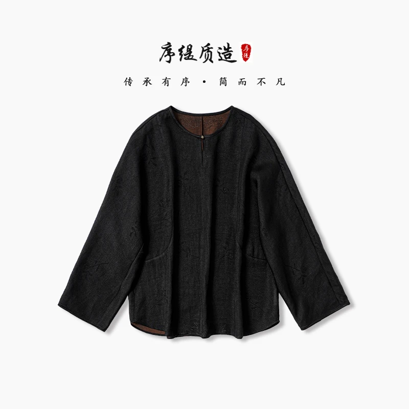 序缇『西洲曲裾』新款春夏复古国风新中式女装桑蚕丝上衣S06-7606