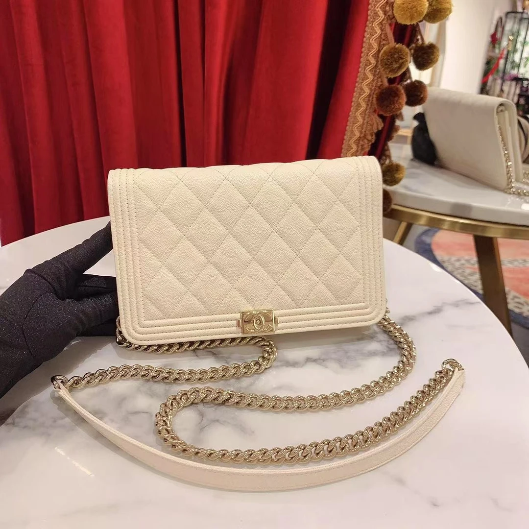 95新 Chanel/香奈儿 定金leboy woc白金荔枝牛皮单肩包/94658798