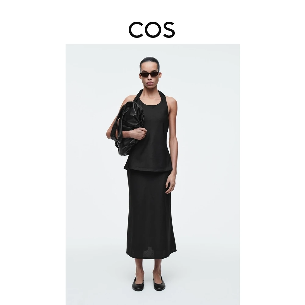 COS女装 标准版型混纺直筒半身裙黑色2025夏季新品1281691006