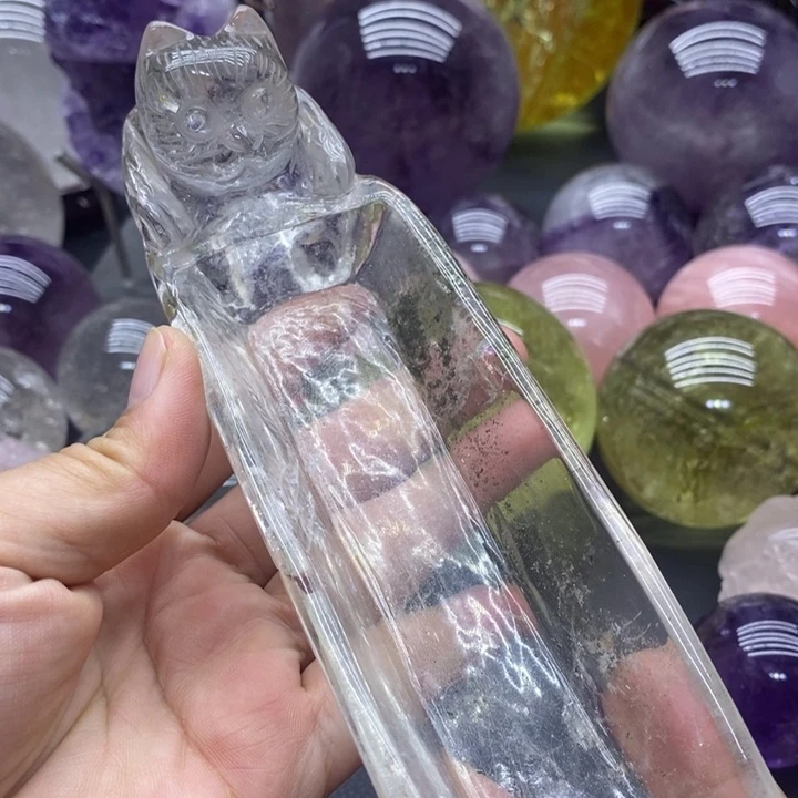 未镶嵌大型摆件（非配饰）水晶111幽灵水晶小猫盘
