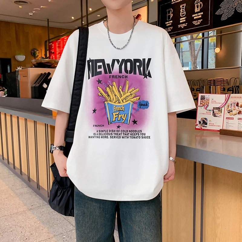 男生圆领T恤夏季新款短袖潮流青少年中学生休闲宽松帅气半袖打底