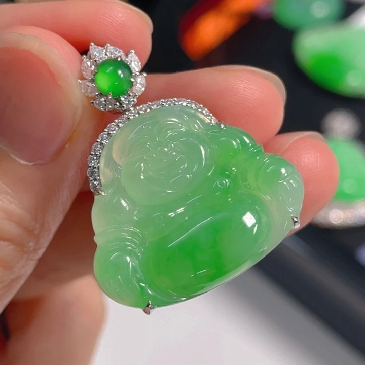 翡翠18K金镶嵌吊坠(不含链)