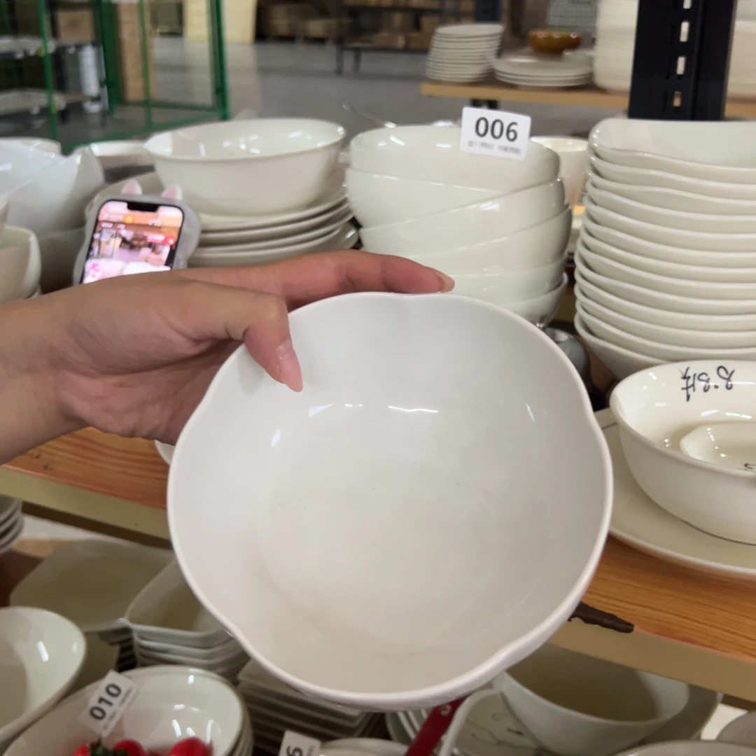 新骨瓷097瑕疵慎拍 冷白 6寸 花瓣面碗 2只装