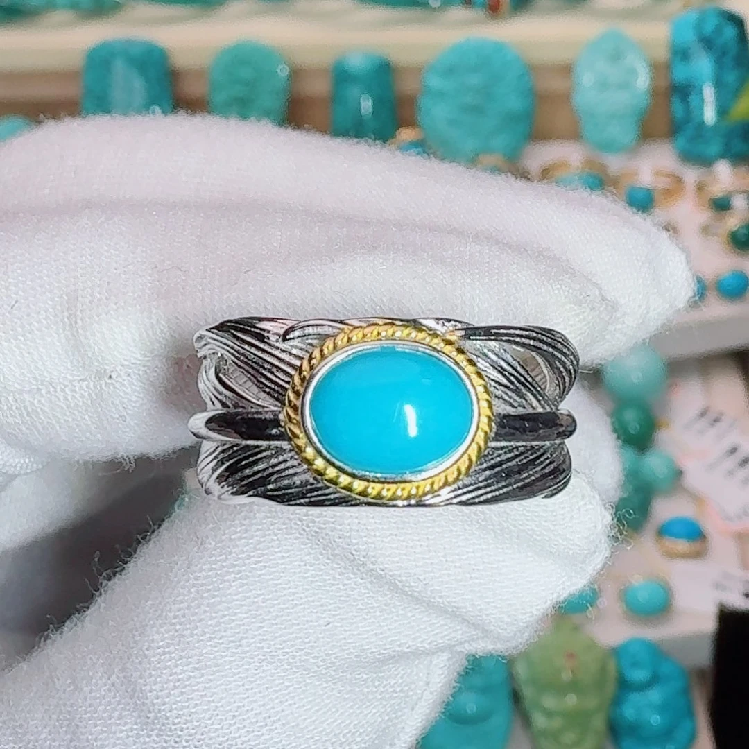 ****i绿松石银S925镶嵌珠宝奇石