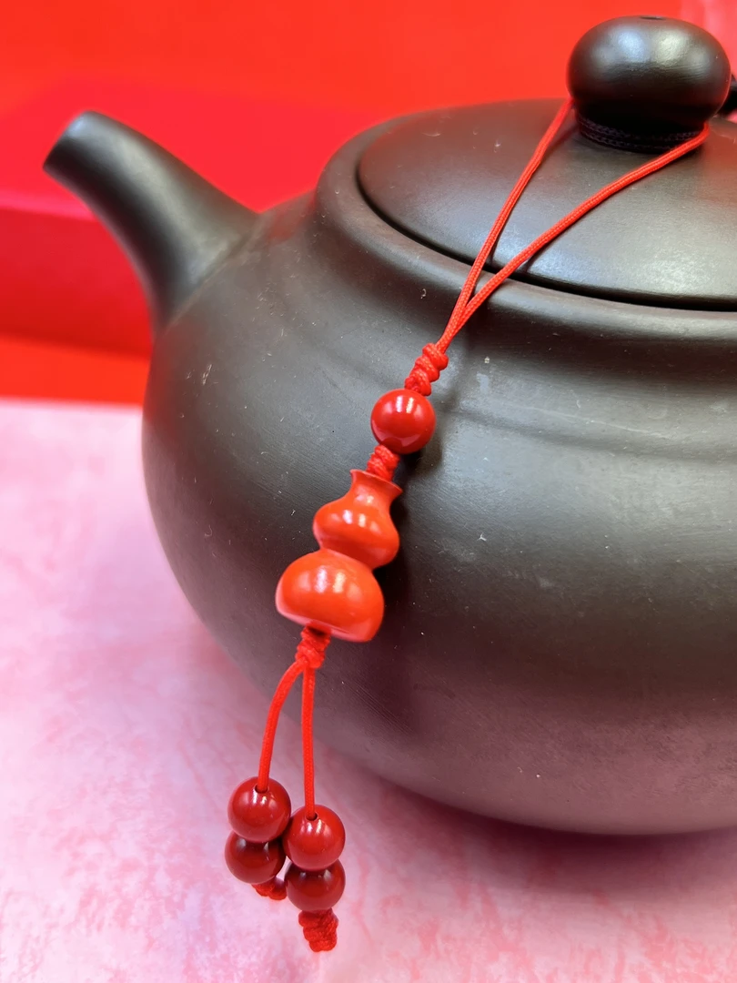 含辰砂工艺品【缘聚德珠宝】红砂葫芦手机吊坠