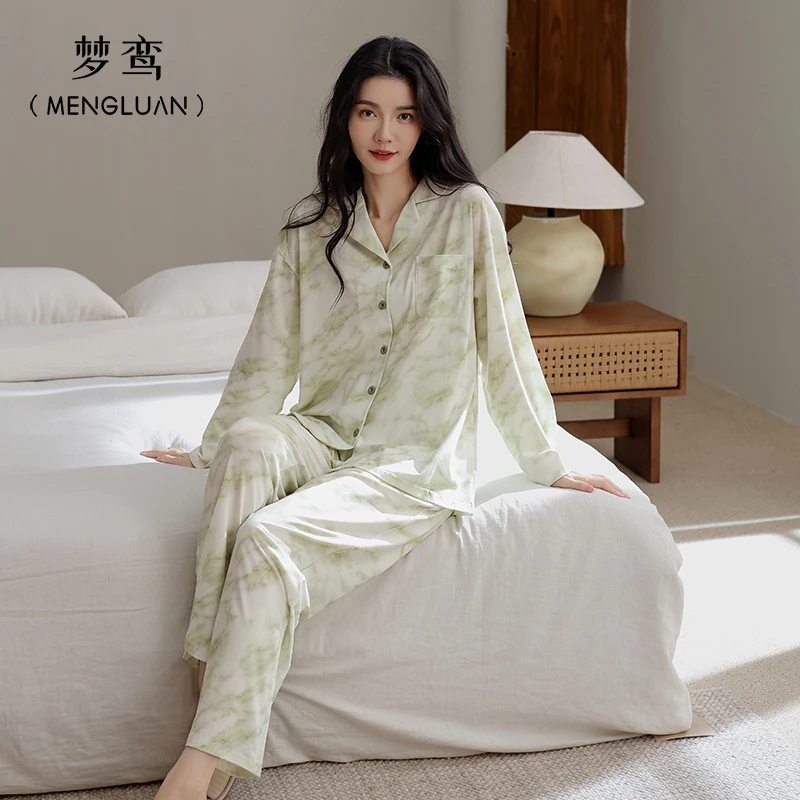 Meng luan/梦鸾韩系甜美春秋季新款爽棉睡衣女长袖舒适休闲家居服
