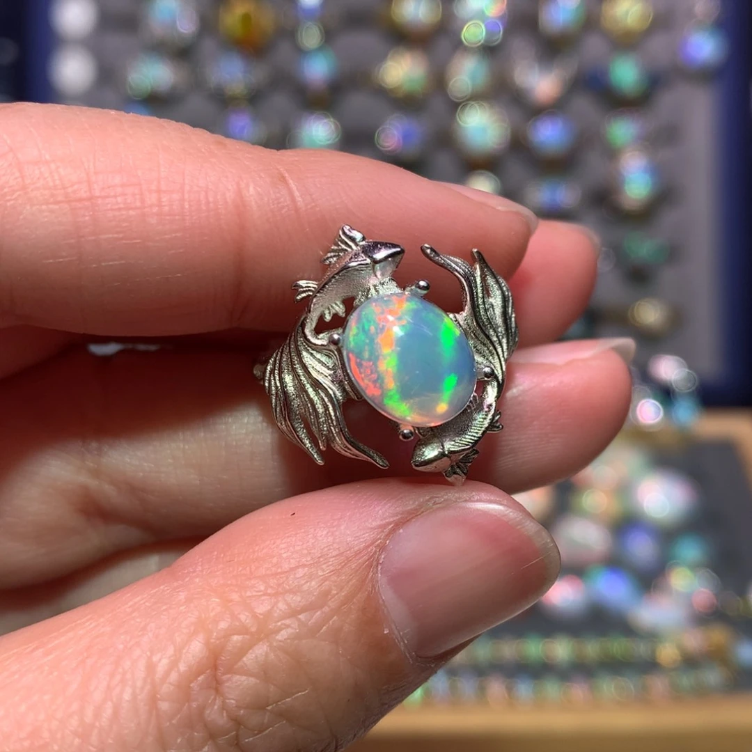 银S925镶嵌欧泊戒指款式