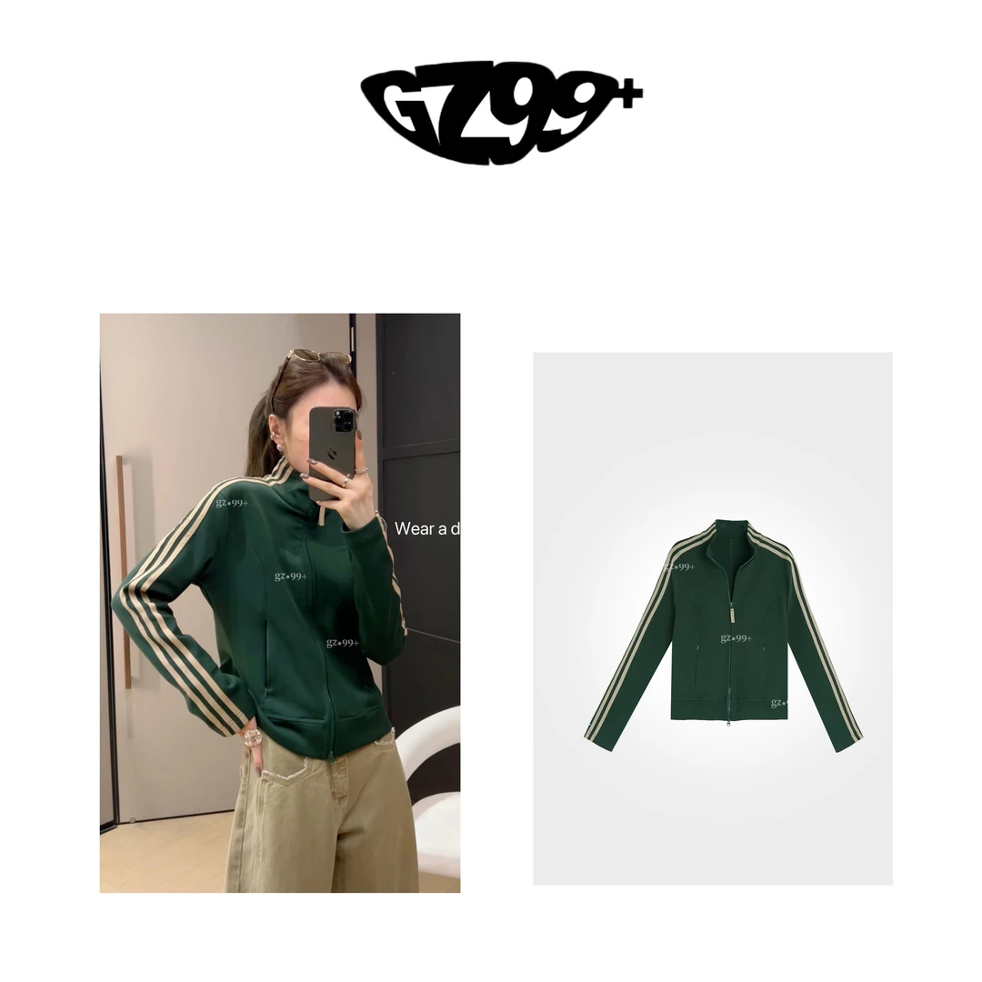 九儿 将爱化心 春秋季新款时尚百搭拼接织带双拉链外套-T6706