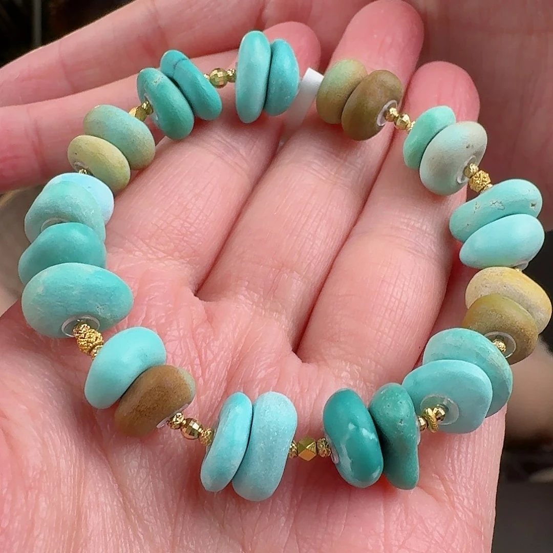 绿松石珠宝奇石18K金镶嵌