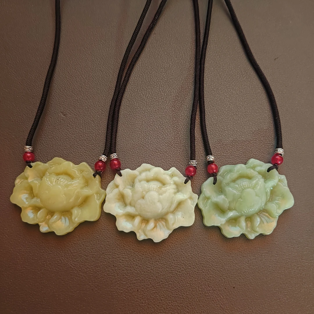 [08]【牡丹花】岫玉牡丹花挂件颈饰项链多样性发其一