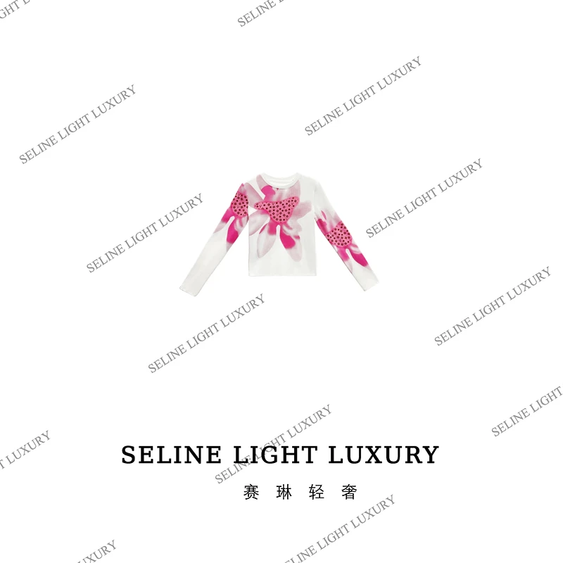 【24Q-088】2024 SELINE 设计感春季花卉百搭时尚休闲长袖上衣