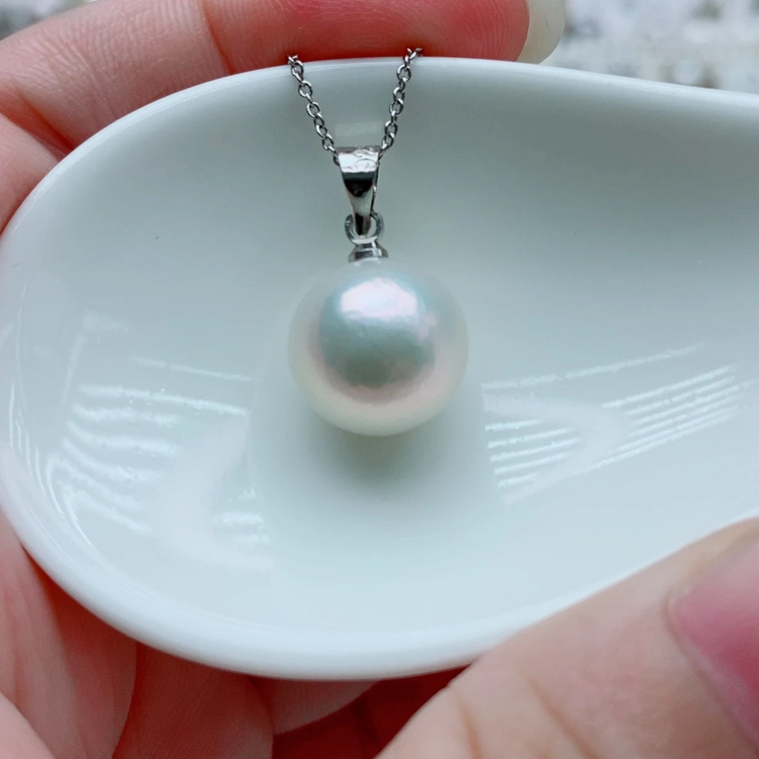 淡水珍珠银S925镶嵌吊坠(赠链)12.3mm