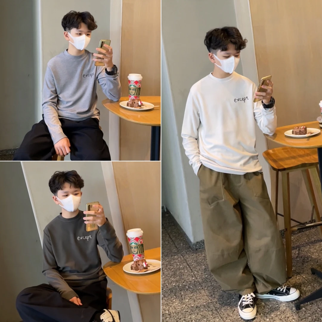 男童打底衫秋冬款童装亲子装儿童圆领长袖衣服保暖内搭 Y24324 A