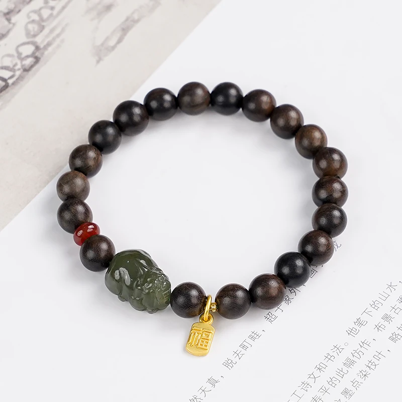 高级可盘玩文玩木串貔貅单圈手串新中式手链多样性发一-9388