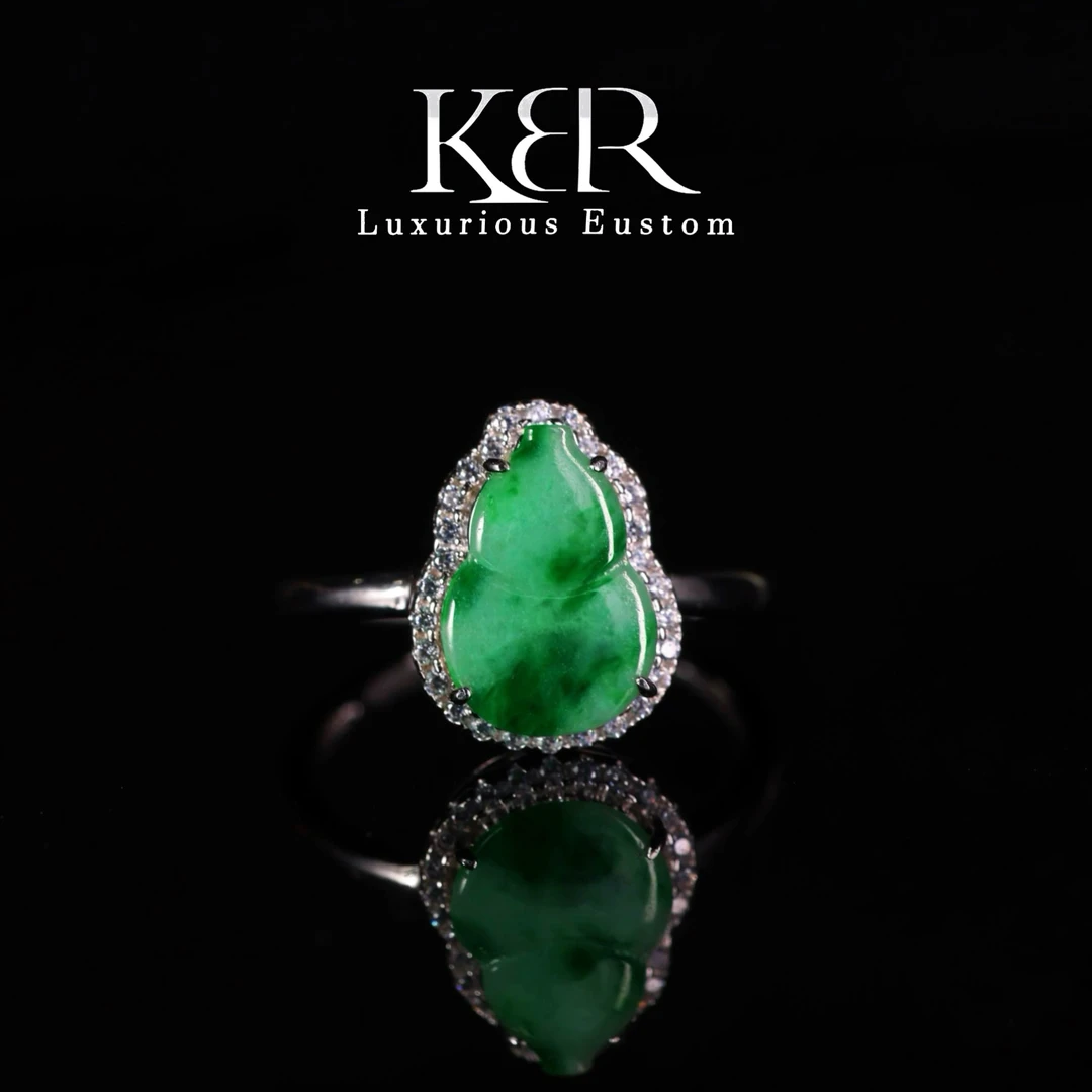 天然A货翡翠满绿葫芦戒指开口戒精致贵气 JJCYX0326006