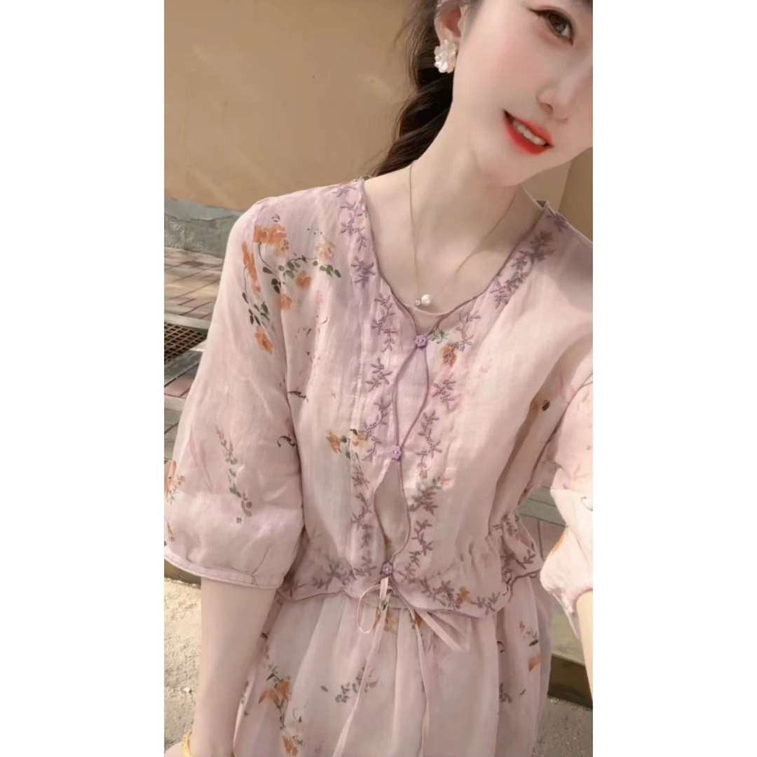 『刺绣蔷薇Y』时尚气质百搭连衣裙50750