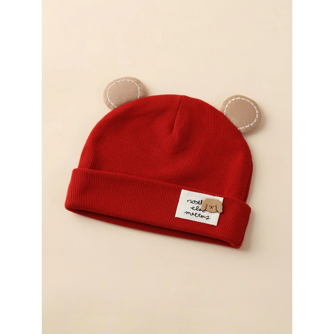 奥莱正品婴儿帽子0到3个月小月龄宝宝胎帽秋冬季新生儿满月红色护