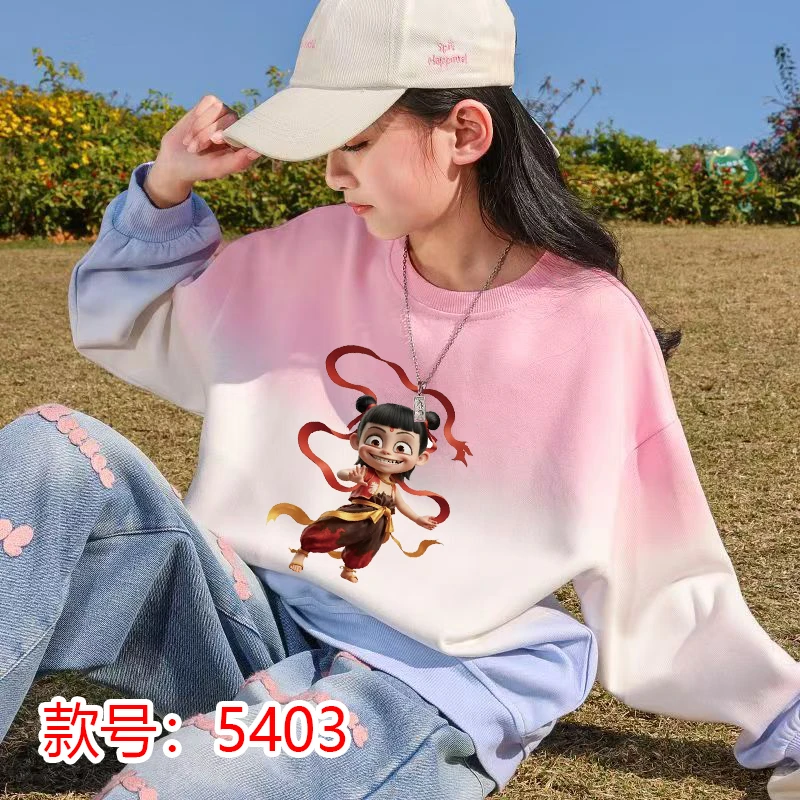 秋季儿童哪吒卫衣渐变潮酷新款女童百搭时尚上衣中小学生春秋长袖