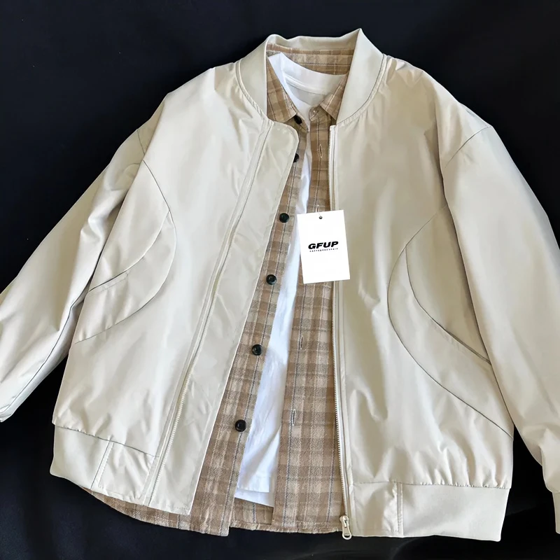 美式简约飞行员夹克男春秋季复古街头百搭外套潮牌休闲宽松球服