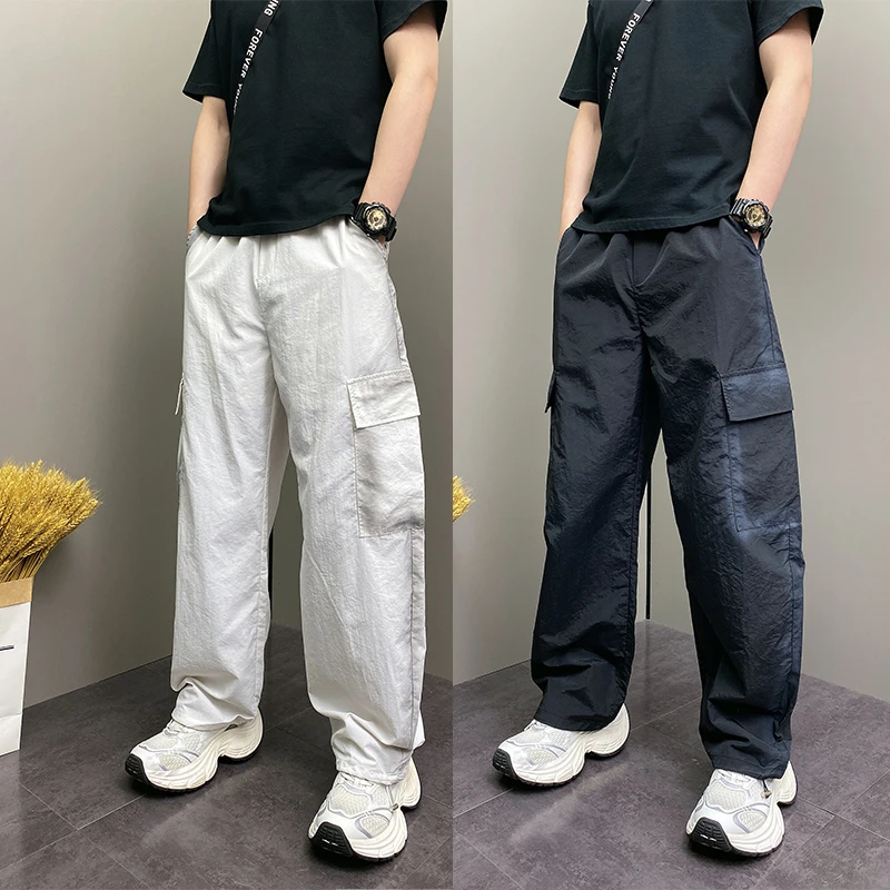2025夏季薄款潮流韩版痞帅宽松哈伦裤青年男士大口袋设计感工装裤