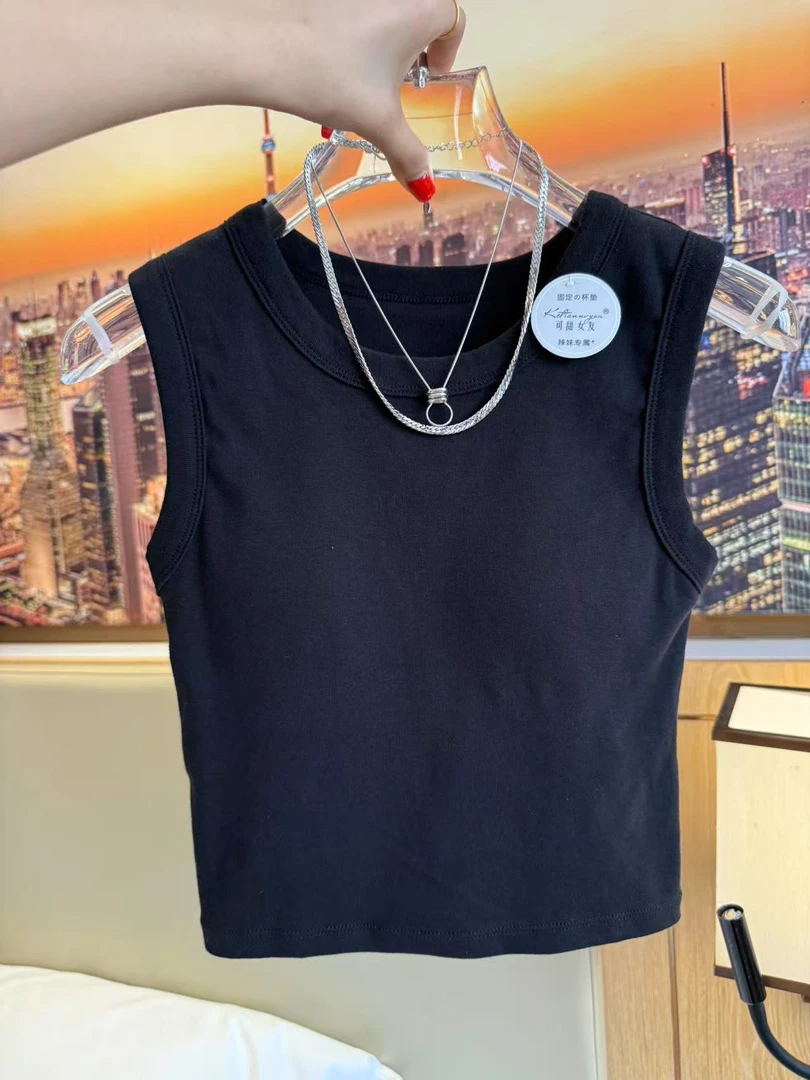 29号后背漏2横简约螺纹弹力背心