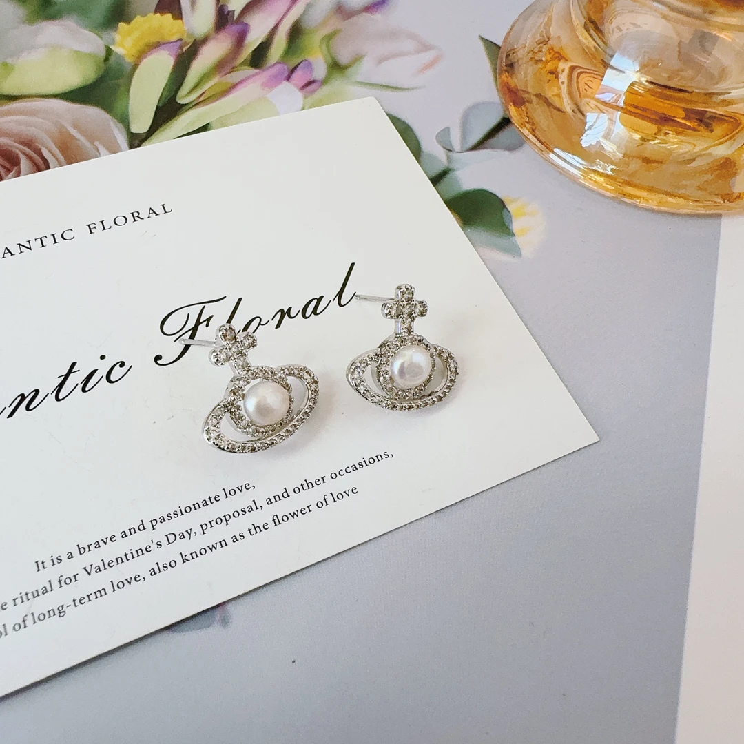 铜合金仿珍珠耳饰 1024 时尚气质星球耳钉weijia