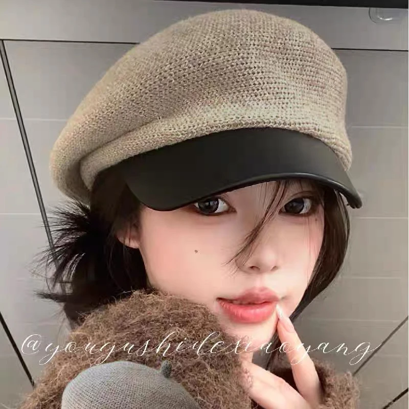黑色报童帽女神帽子2025新款保暖防寒贝雷帽时尚百搭显脸小鸭舌帽