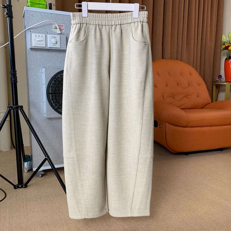 920弯刀裤女秋季新款韩版时尚大码休闲裤女裤宽松妈妈纯色