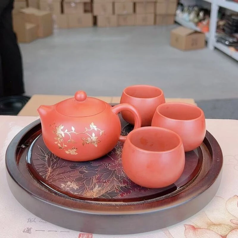 凤鸣紫砂西施壶一壶三杯+茶盘R285