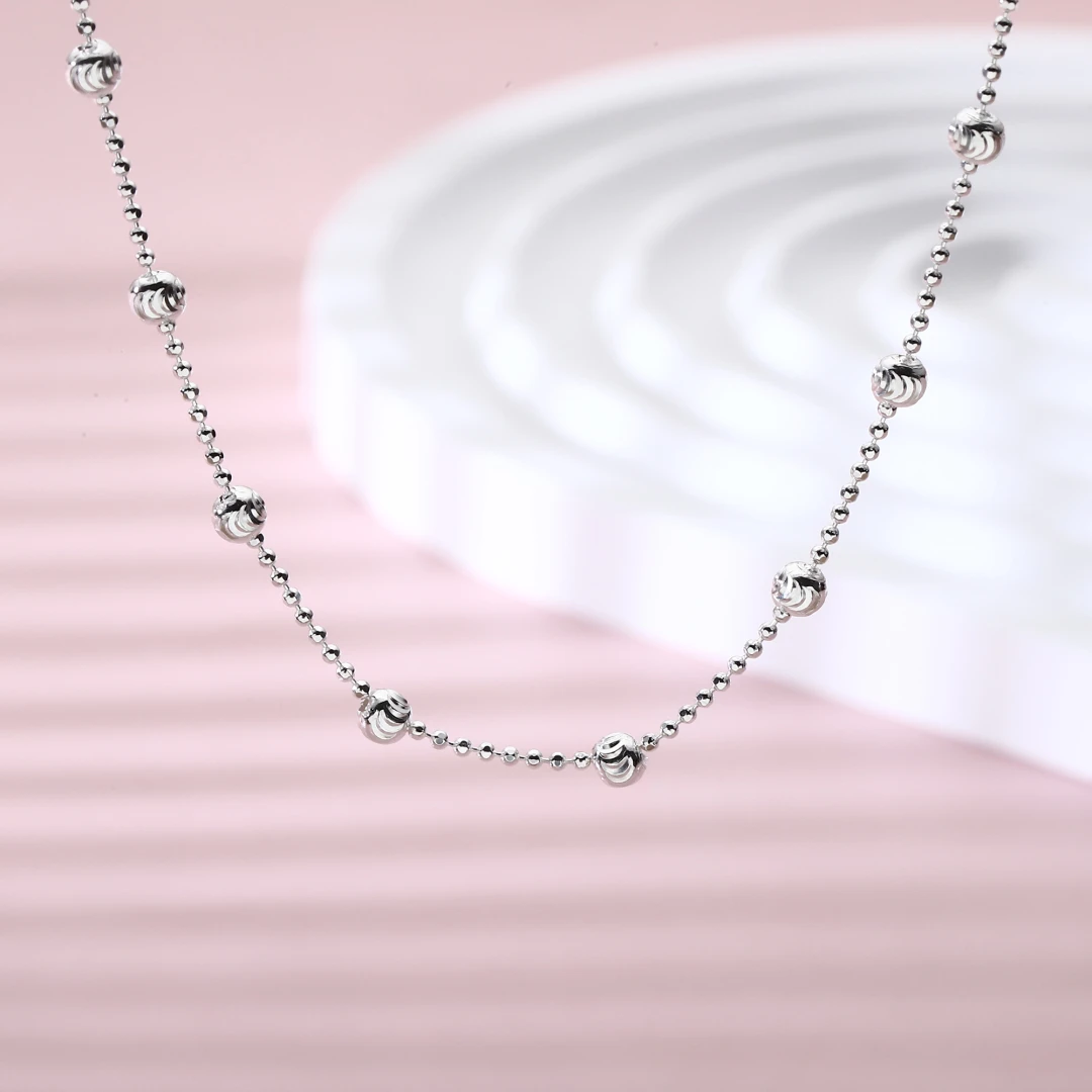 链子足银 纯银999间闪珠西瓜珠锁骨链精致项链高颜值直播引流爆款
